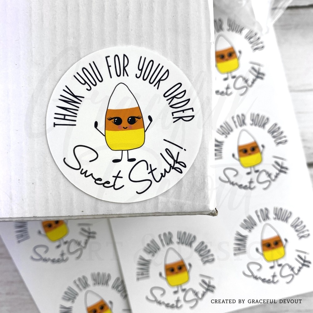 Thank You For Your Order! Sweet Stuff! 2" (inches) 96ct.) Stickers - Picture 5 of 5
